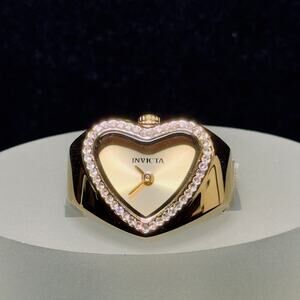 Invicta Mini Angel Women's Ring Watch Crystal Bezel Gold Heart Dial 49574-NEW